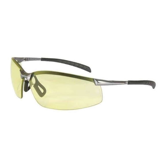 GX-8, Safety Glasses, Anti-Scratch, Amber Lens, Silver Frame, Half-Frame