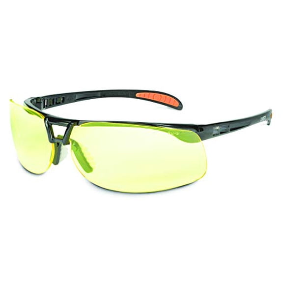 Honeywell Uvex Protg Safety Glasses, Metallic Black Frame with Amber Lens & HydroShield Anti-Fog Coating (S4222HS)