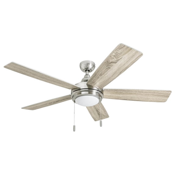 Honeywell Ventnor 52" Modern Brushed Nickel LED Ceiling Fan with Integrated Light