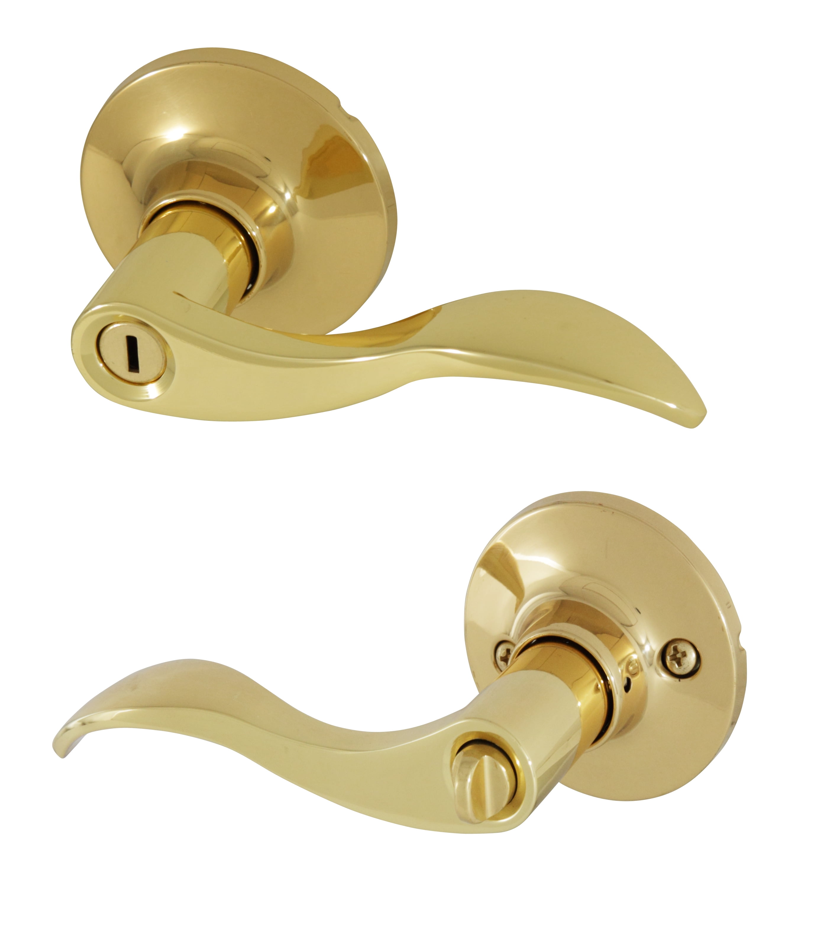 Honeywell Wave Privacy Door Lever, Polished Brass, 8106002
