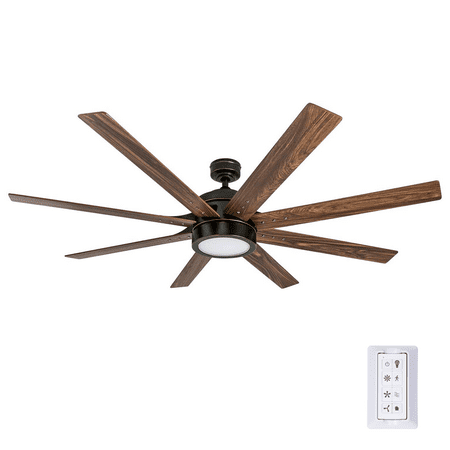 Honeywell Xerxes 62" Espresso LED Remote Control Ceiling Fan, 8 Blade, Integrated Light
