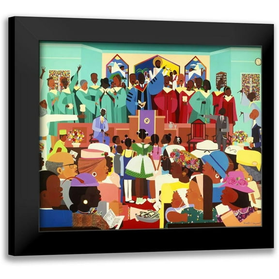 Honeywood, Varnette 14x12 Black Modern Framed Museum Art Print Titled - Jesus Loves Me