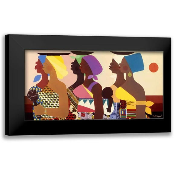 Honeywood, Varnette 14x9 Black Modern Framed Museum Art Print Titled - African Women