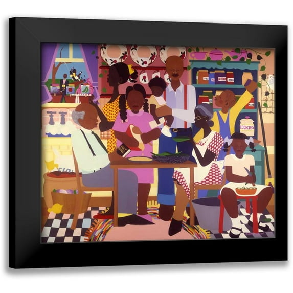 Honeywood, Varnette 17x15 Black Modern Framed Museum Art Print Titled - Old Fashioned Dinner