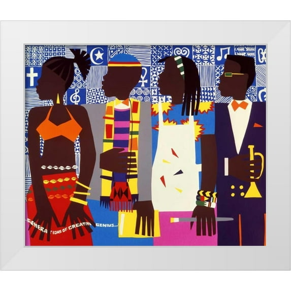 Honeywood, Varnette 17x15 White Modern Wood Framed Museum Art Print Titled - Generations