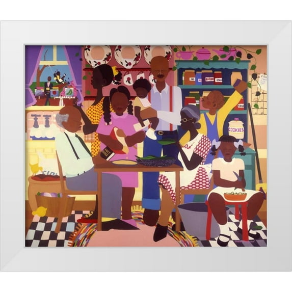 Honeywood, Varnette 23x20 White Modern Wood Framed Museum Art Print Titled - Old Fashioned Dinner
