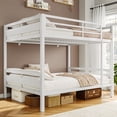 thumbnail image 1 of Honfach Metal Bunk Bed Full Over Full, Heavy Duty Metal Bed with Ladder and High Guardrail, Under-Bed Storage Space, No Box Spring Needed, Noise Free,White, 1 of 9
