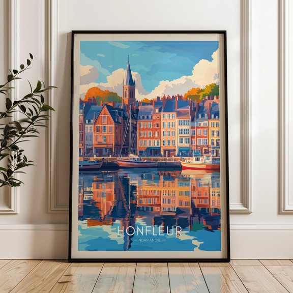 Honfleur France Travel Print, Normandy Seine River Art Print, Unframed Canvas 16x20in