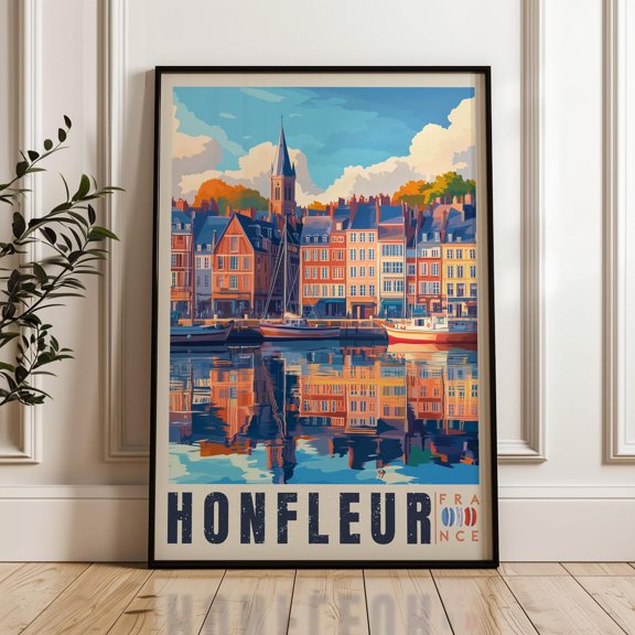 Honfleur France Travel Print, Normandy Seine River Art Print, Unframed Paper Poster 8x10in