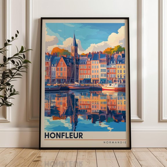 Honfleur France Travel Print, Normandy Seine River Art Print, Unframed Paper Poster 8x10in