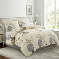 thumbnail image 1 of Hong and Arts Inc. Printed Ultra Soft Rayon from Bamboo All Season Duvet Cover Set with Corner Tie and Hidden Zipper, Blue Chrysanthemum Floral Cream,, 1 of 5