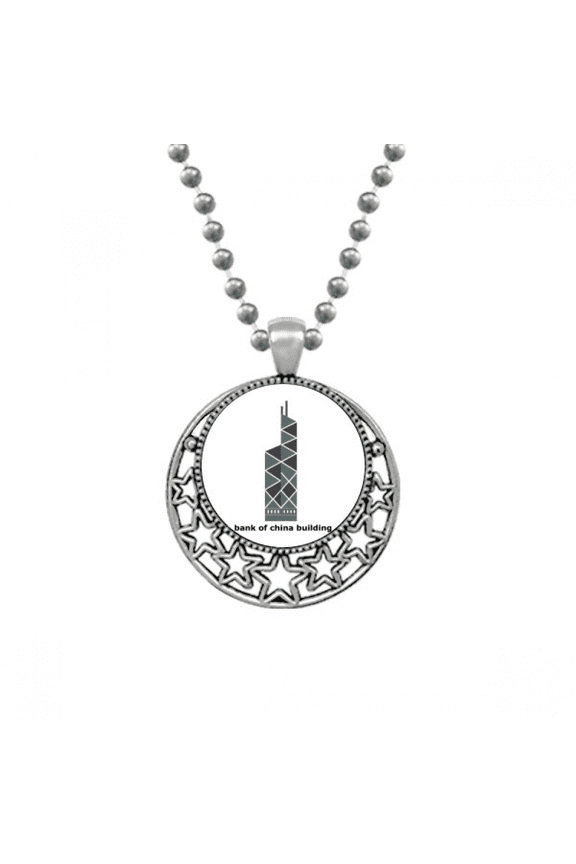 Hong Kong Bank Of China Art Deco Fashion Necklaces Pendant Retro Moon Stars Jewelry