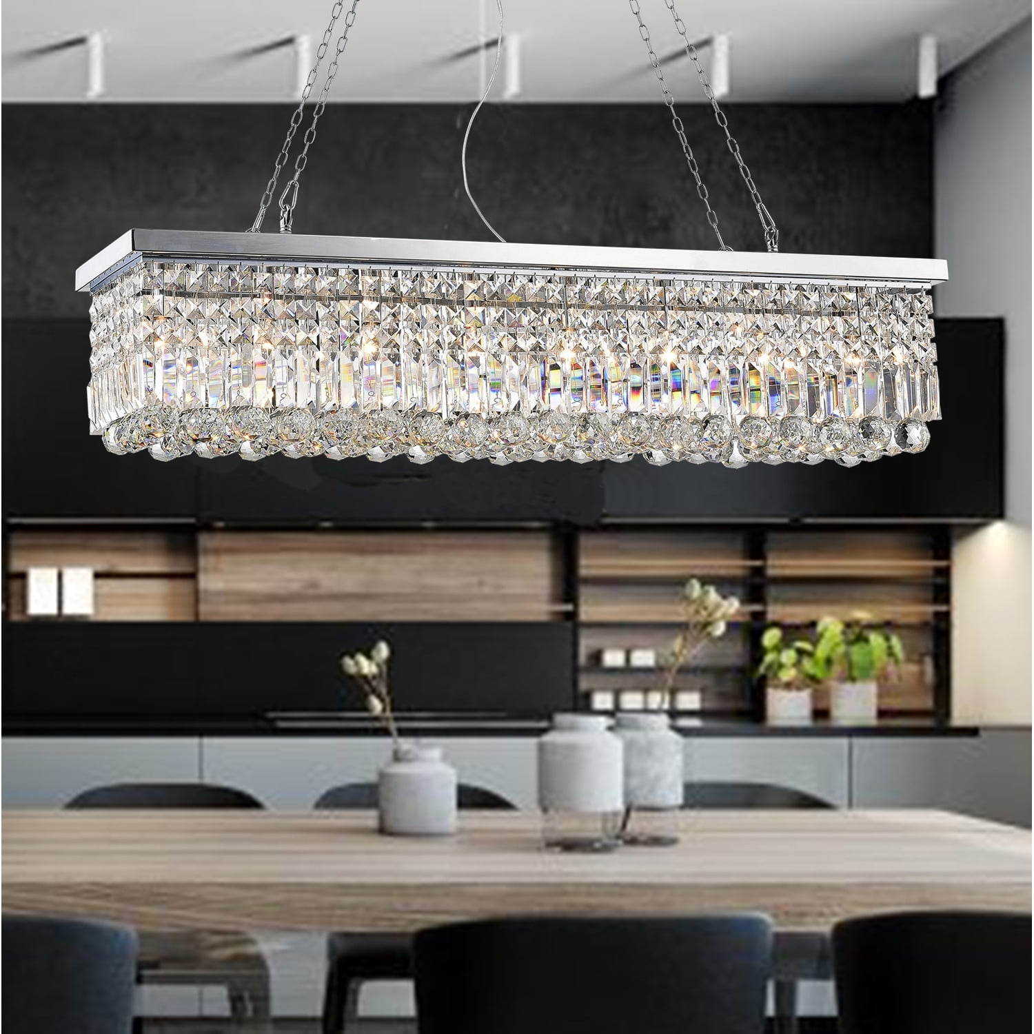 Cassiopeia Chrome 8-Light Crystal Kitchen Island Chandelier