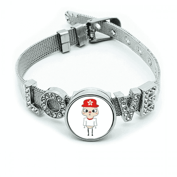 Hong Kong China Hakka Flag Asia UU Bracelet Wristband Crystal Love Adjustable Bangle