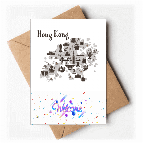 Hong Kong China Style Visiting Welcome Back Greeting Cards Envelopes Blank