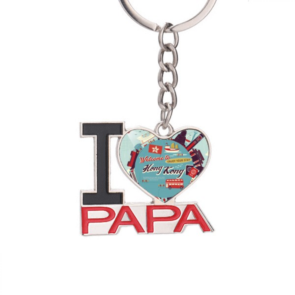 Famous Keychains Hong Kong Circle Famous Places Keychain Metal Keyring Holder Love PAPA ...
