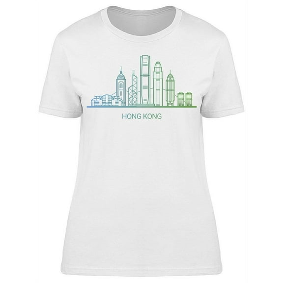 Hong Kong City Gradient Line T-Shirt Women -Image by Shutterstock, Female Large