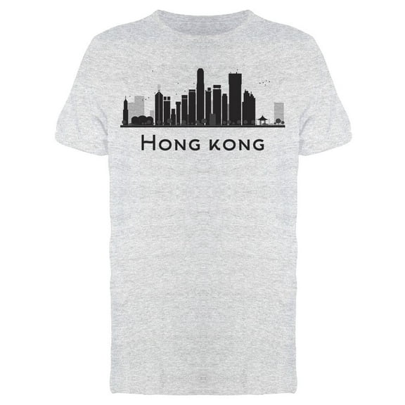 Hong Kong City Skyline Black T-Shirt Men -Image by Shutterstock, Male Medium