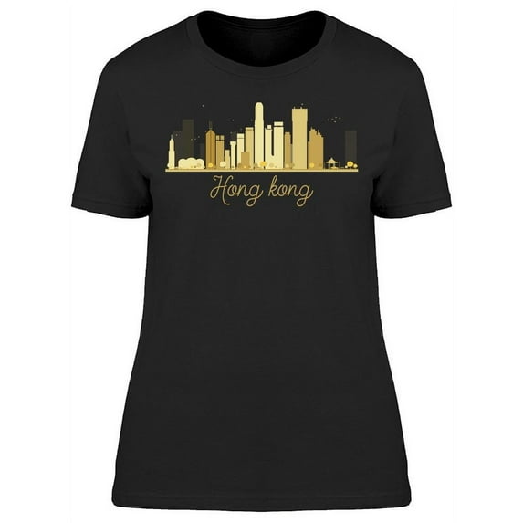 Hong Kong City Yellow Silhouette T-Shirt Women -Image by Shutterstock, Female Medium