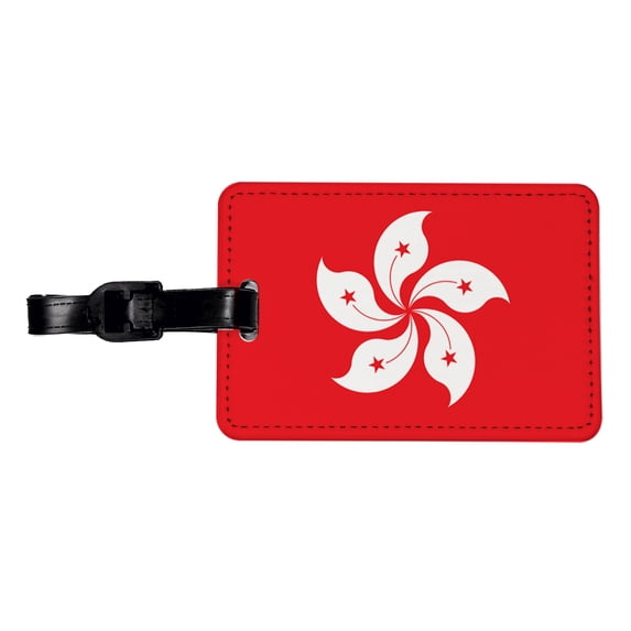 Hong Kong Country Flag Faux Leather Travel Luggage Tag