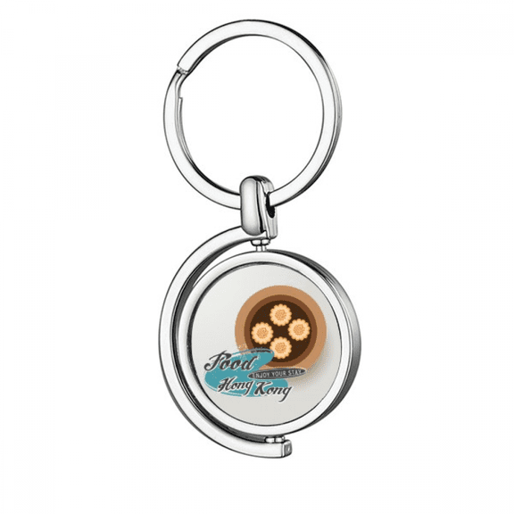 Hong Kong Fish Meat Shaomai China Rotating Keychain Metal Keyring Holder