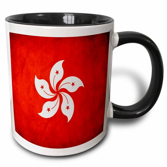 3drose, Hong Kong Flag, 15oz Two-tone Black Mug