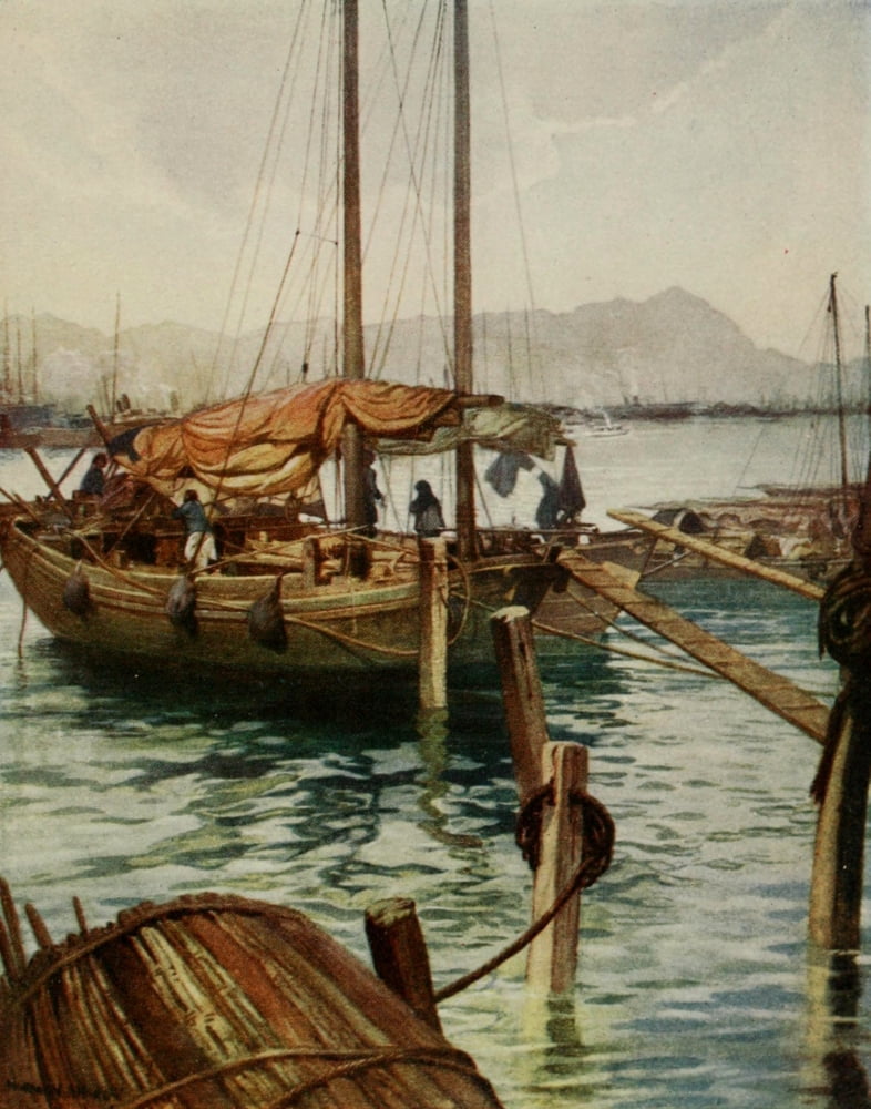Hong Kong Harbour China 1910 Canvas Art - Norman H Hardy (18 x 24)