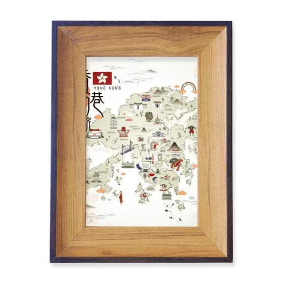 Hong Kong Hiking Locations Map China Photo Frame Exhibition Display Art Desktop Painting