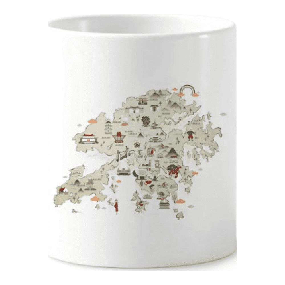 Hong Kong Hiking Locations Map China Toothbrush Pen Holder Mug Cerac