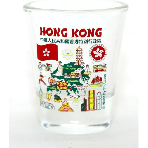 Hong Kong Landmarks and Icons Collage Shot Glass