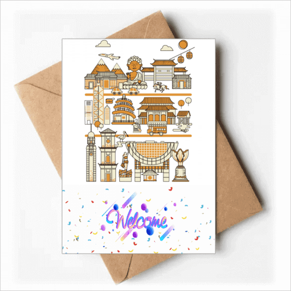 Hong Kong Local Style Visiting China Welcome Back Greeting Cards Envelopes Blank