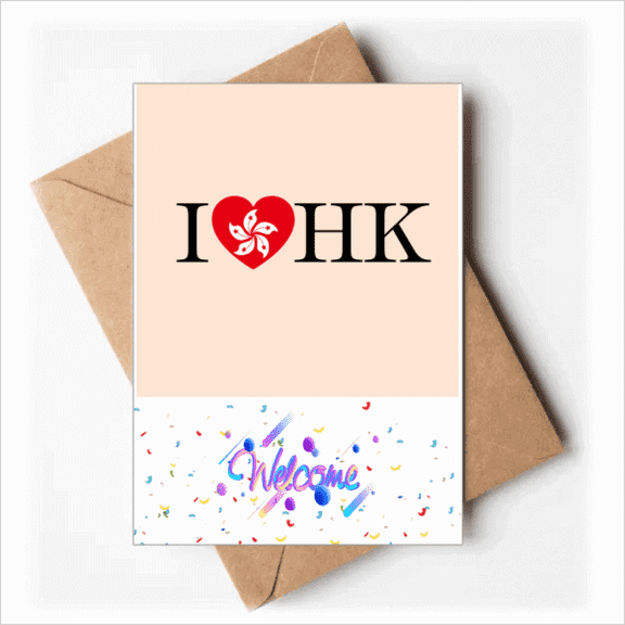Hong Kong Loves Heart Individual Country Welcome Back Greeting Cards Envelopes Blank
