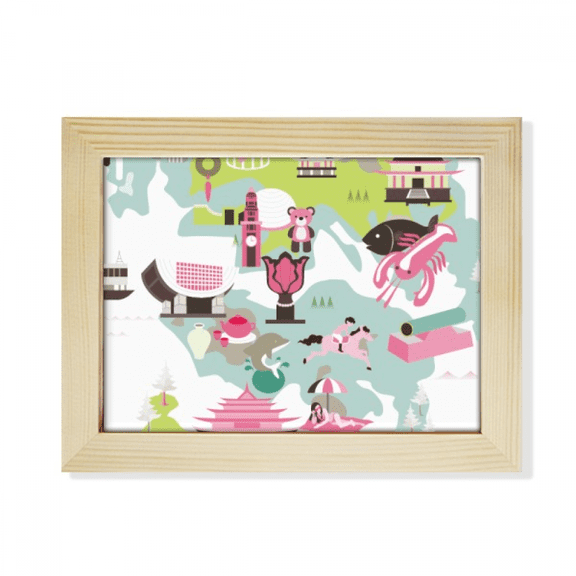 Hong Kong Map Famous China Desktop Photo Frame Picture Art Decoration Painting 6x8 inch