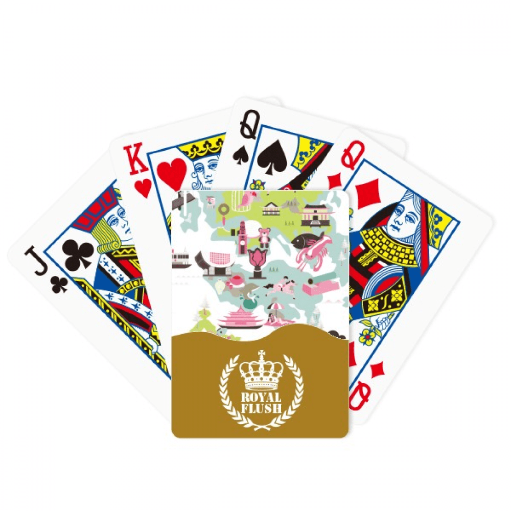 Hong Kong Map Famous China Royal Flush Poker Playing Card Game