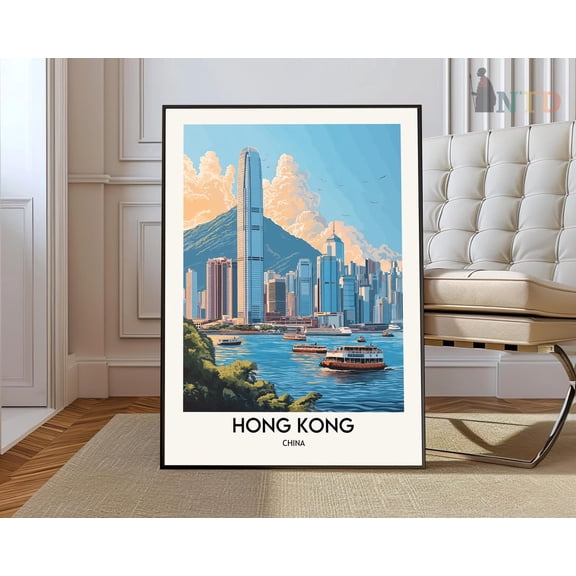 Hong Kong Print, Hong Kong Poster, Hong Kong Art, Hong Konghong Kong Skyline, Hong Kong China, Travel Poster, Wall Wall Art, Modern Wall Decor, 12x18 UNFRAMED
