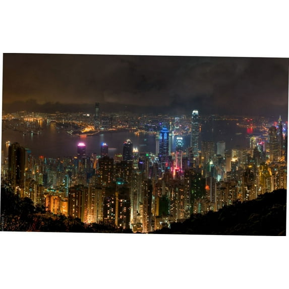 Hong Kong Scenery Poster 12x16 Print on Metal Sign 12in x 16in Multi-Color Square Adults Poster Time