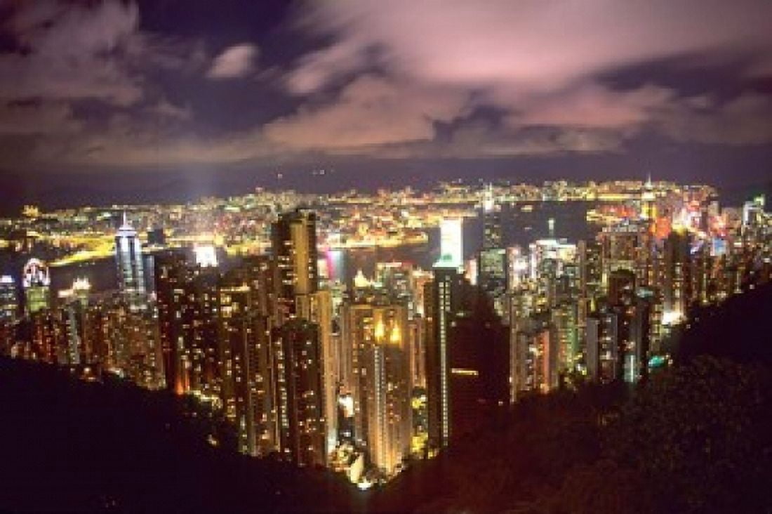 Hong Kong Skyline from Victoria Mountain China Canvas Art - Bill Bachmann DanitaDelimont (37 x 25)