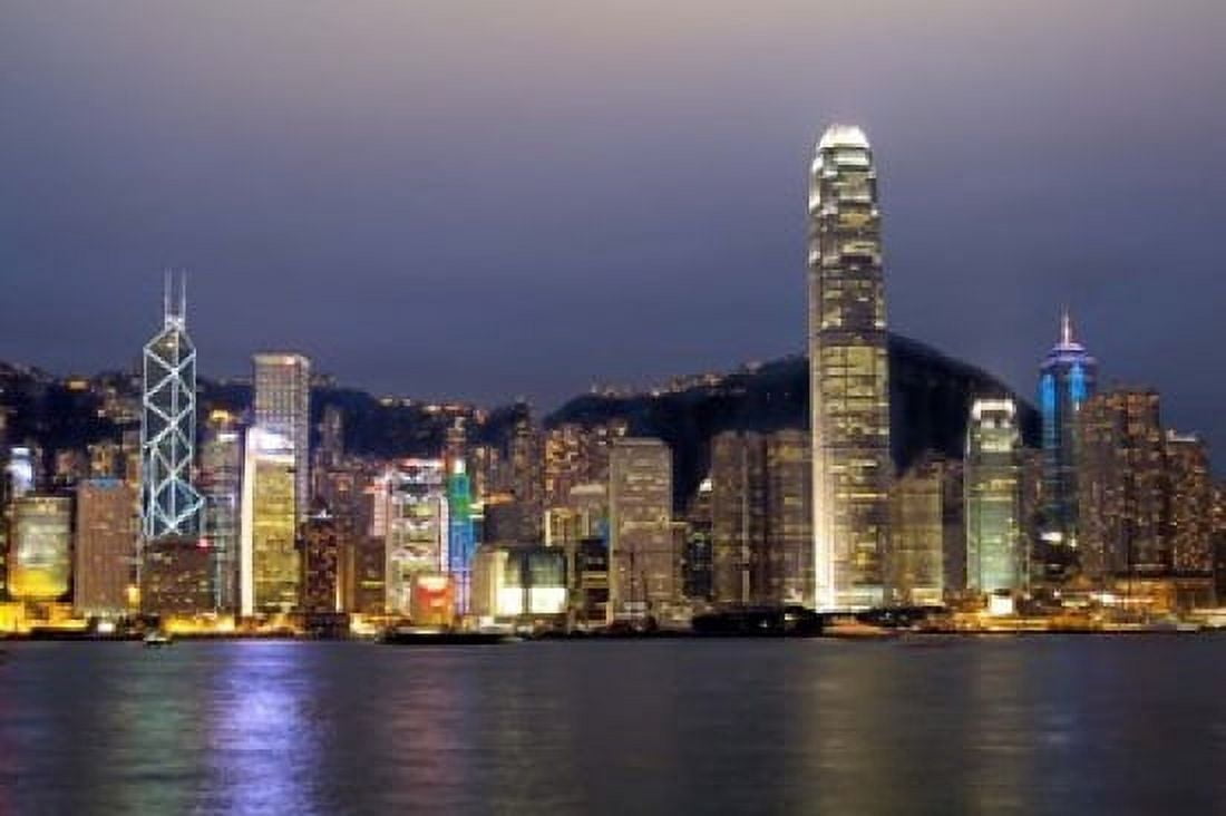 Hong Kong Skyline with Victoris Peak China Canvas Art - Bill Bachmann DanitaDelimont (37 x 25)