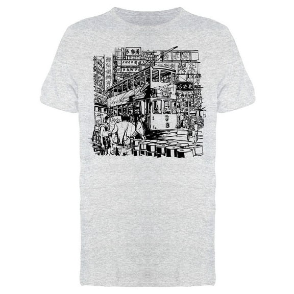 Hong Kong Street T-Shirt Men -Image by Shutterstock, Male Large