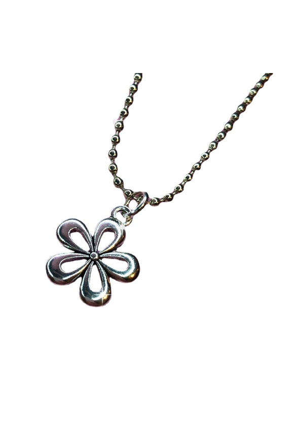 Hong Kong Style Round Bead Chain Hollow Daisy Big Flower Necklace Neck Chain