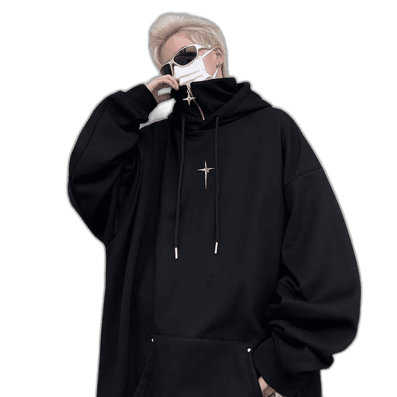 Hong Kong Style Solid Color Trendy Pullover Loose Hooded Sweatshirt Jacket White 2Xl