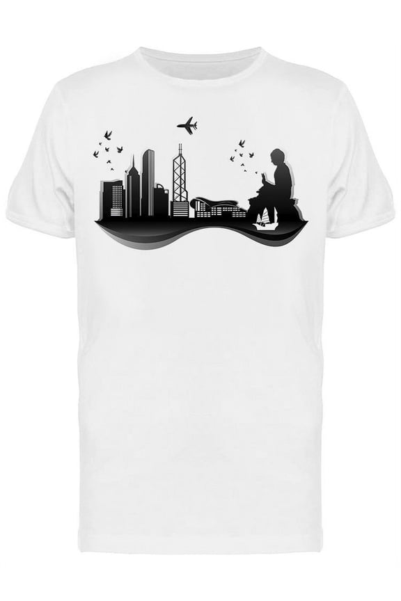 Hong Kong Symbols City T-Shirt Men -Image by Shutterstock, Male Large