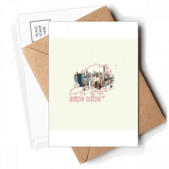 Hong Kong Urban Construction Environment Postcards Envelopes Blank Note Cards Mailing