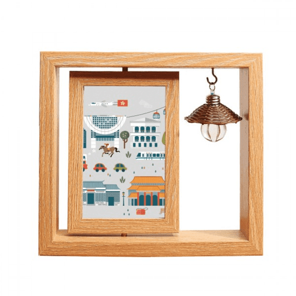 Hong Kong Valuable Visiting Things Wooden Rotating Picture Photo Frame 4x6
