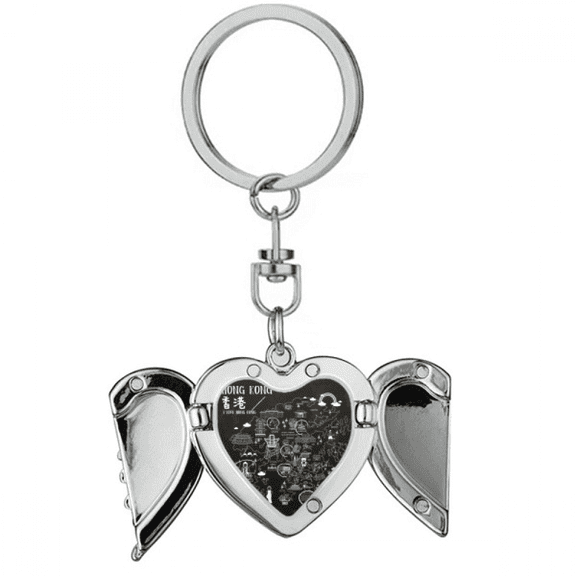 Hong Kong Visiting Check Point Heart Angel Wing Key Chain Holder
