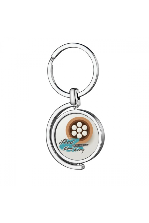 Hong Kong Xiaolongbao Dumpling China Rotating Keychain Metal Keyring Holder