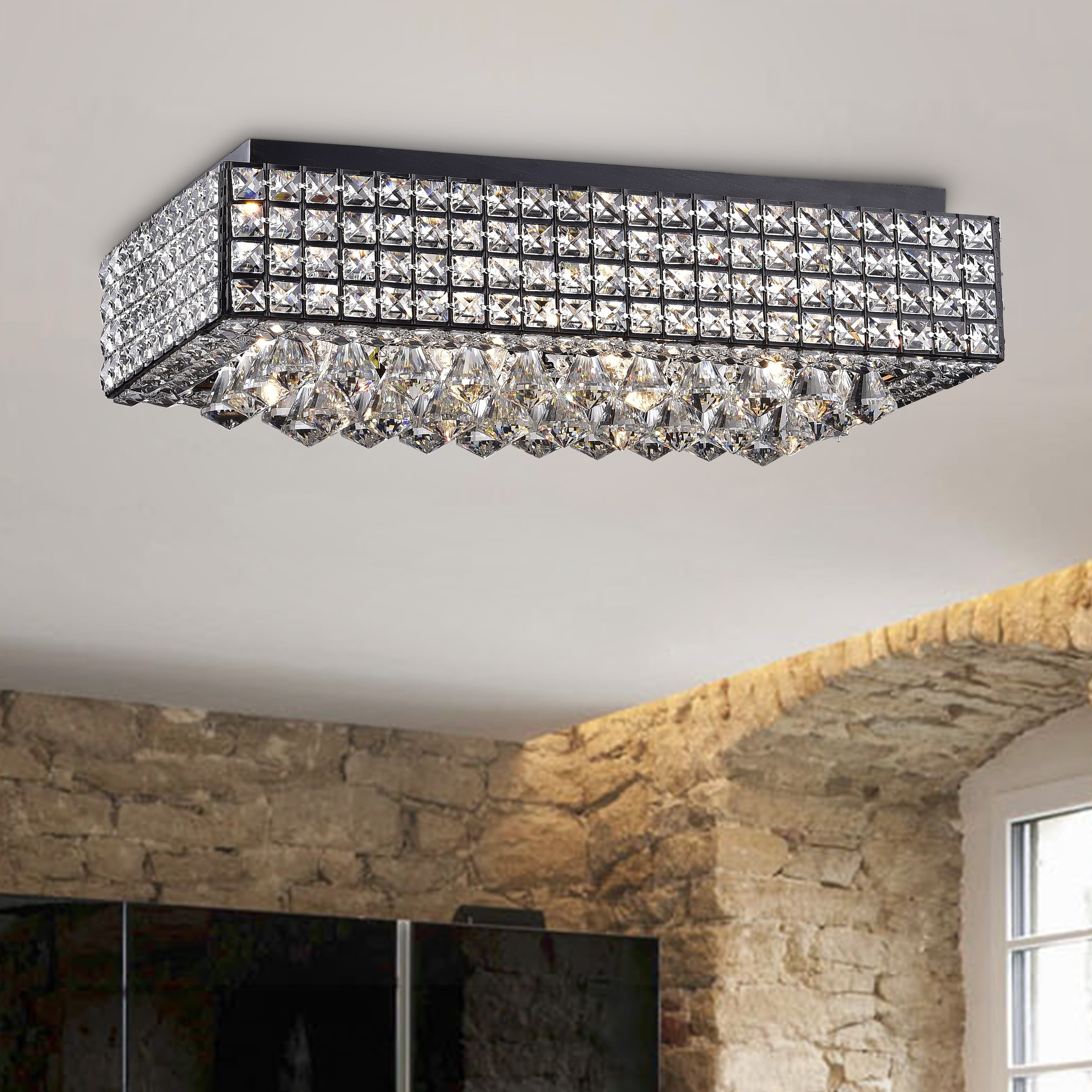 Hong Kong best New Zhu Yuan Lighting Co. Echion 8-light Glam Crystal Accent Embellished Black Flush Mount