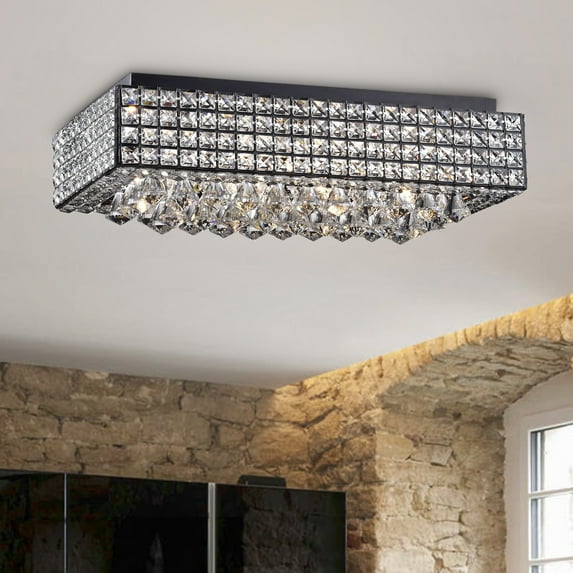 Hong Kong best New Zhu Yuan Lighting Co. Echion 8-light Glam Crystal Accent Embellished Black Flush Mount