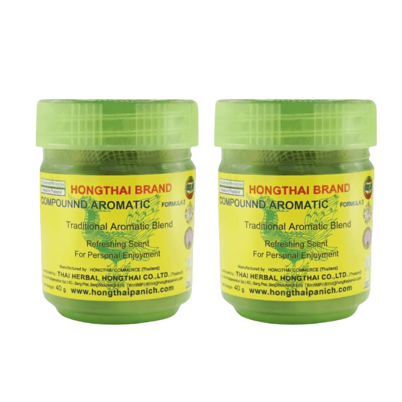 Hong Thai Traditional Thai Herbal Nasal Inhaler, 10g, Menthol Camphor Eucalyptus Blend – Pack of  2
