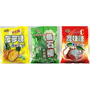 Hong Yuan Pineapple Guava .. .. Lychee Candy 3 .. Pack .. Bundle 12.3 .. oz Dakeyi